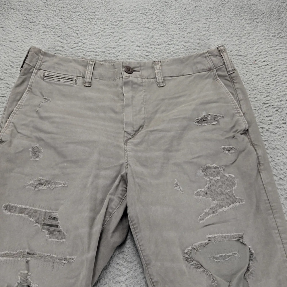American Eagle Pants Mens 32x32 Gray Thrashed Chino Straight Leg Flex Mid Rise - Picture 2 of 11